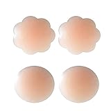 Popamazing Nippel-Abdeckung Silikon Brustwarzenabdeckung Brust Aufkleber - 1 Paare Blume + 1 Paare Runde