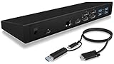 ICY BOX USB Docking Station mit USB-C & USB-A Verbindung, 3x HDMI, 2x DisplayPort, 6x USB 3.0, LAN, Audio, 4K 60 Hz, Schwarz