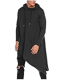 Keepmore Mann-Art- und Weiseunregelmäßiger Rand-Entwurfs-Langer Hoodie-Pullover, beiläufiger mit Kapuze Poncho-Umhang-Mantel