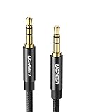 UGREEN Aux Kabel Audio Kabel 3,5 mm Klinkenkabel mit Nylon kompatibel mit Auto, Handy, Kopfhörer, Laptop, Lautsprecher, Stereoanlage, TV, usw. (1m, schwarz)