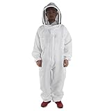OKBY Imkerei-Schutzjacke - Professioneller Imkereischutz-Ganzkörperjacke-Kittelanzug mit Schleierhaube(XL)