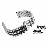 Beauty7 20mm Siber Massiv Edelstahl Uhrenarmband für Herren Faltschließe Schnalle mit Gebogene Ende 4 STK Federstege und Federstift
