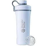 BlenderBottle Radian Edelstahl Trinkflasche, Thermoflasche mit BlenderBall, geeignet als Wasserflasche, Protein Shaker und Fitness Shaker, BPA frei, Doppelwandig, Vakuum isoliert - weiß (770ml)