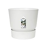 elho Greenville Round 30 Pflanzentopf – Runder Blumentopf in Weiß mit Wasserreservoir – Für den Outdoor-Bereich – Frostbeständig – Ø 29,5 x H 27,8 cm