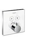 hansgrohe ShowerSelect Glas Unterputz Thermostat, für 2 Funktionen, Weiß/Chrom