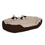 dibea 4-in-1 Hundebett Hundekissen Hundekörbchen mit Wendekissen (L) 110x80 cm braun/beige