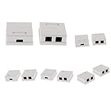 Homyl Cat 5e Zwei RJ45-Port Anschlussdose Universal Netzwerkdose Surface Mount Outlet Box RJ45 Frontplatte + Backbox (10 Pack)