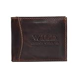 Wild Things Only !!! kleine Leder Herren Brieftasche Geldbörse Portemonnaie im Querformat (Braun) - präsentiert von ZMOKA®