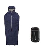 Lumaland Where Tomorrow Anziehbarer Schlafsack 210x80x60cm - 2-Wege Reißverschluss, mit Öffnungen für Arme und Füße - Outdoor Camping Body-Schlafsack - Navy Blau