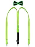 Aissy 25mm Light Up LED Hosenträger mit EL Leuchtende Fliege für Herren und Damen,Grün
