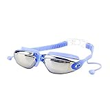 SUCES Schwimmbrille Wasserdicht Unisex, Erwachsene-Schwimmbrille Verspiegelte Taucherbrille Mit Antibeschlag Taucherbrille mit Wasserdichter für Herren &Frauen Mit Ohrstöpsel &Nasenklammer