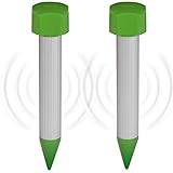 Gardigo Maulwurf- und Wühlmausvertreiber für 700 m² 2er Set I Maulwurfabwehr, Maulwurfschreck, Maulwurfvertreiber batteriebetrieben I 22,5cm x 4,5cm
