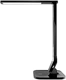 TaoTronics Schreibtischlampe LED Tischlampe Bürolampe dimmbar mit 4 Farbmodi & 5 Helligkeitsstufen (5V/1A USB-Ladeanschluss, 140 Grad Drehbarer Arm, Touchsteuerung & Memory-Funktion) schwarz
