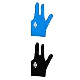 MagiDeal Spandex Linkshänder Snooker Billard Handschuh 3 Finger Für Pool Queue Sticks Blau Und Schwarz