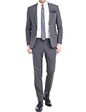 Keskin Anzug Herren Blau Anzug Herren Schwarz Blau Grau Business Slim Fit (98, Grau)