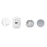 Smartwares TÜV Rauchwarnmelder + Kohlenmonoxid Melder (Co Melder), FSE-19203, 1 Stück & Magenthalter für Rauchmelder/6 cm Ø/Magnetbefestigung für Rauchmelder, RMAG60