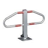 Relaxdays Parkplatzsperre H x B x T: 47 x 70 x 18 cm manueller Parkbügel und Sperrbügel aus Metall mit 2 Schlüsseln als Absperrung für PKWs mit reflektierenden Leuchtmarkierungen zum Aufkleben, silber