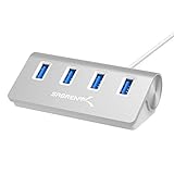 Sabrent USB HUB - Premium 4-Port USB 3.0 Silber Aluminum Hub (76cm Kabel) für iMac, MacBook, MacBook Pro, MacBook Air, Mac Mini oder einem beliebigen PC [Silber] (HB-MAC3)