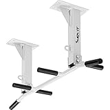 Movit® Profi Klimmzugstange zur Deckenmontage, bis 350 kg, 6X rutschfeste Griffe, 2X Ösen für Zubehör, schadstoffgeprüft, Weiß, Türreck Reckstange Pull up bar