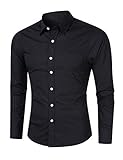 Mr. right Herren Hemd Langarm 100% Baumwolle Regular Fit Business Bügelfrei Hemd für Anzug Freizeit Hochzeit (Schwarz, XXL)