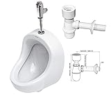 VBChome- Set: Urinal Zulauf Oben Weiß Modern Hochwertig Keramik Pinkelbecken senkrecht Pissoir Präsident + Siphon Flaschensiphon A50132