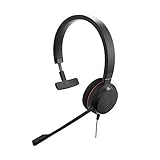 Jabra Evolve 20 MS Mono Headset - Microsoft zertifizierte Kopfhörer für VoIP Softphone mit passivem Noise-Cancelling - USB-Kabel mit Anrufsteuerung - Schwarz