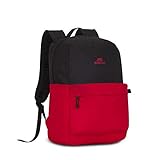 Rivacase ultraleichter Rucksack für Laptop 15,6 Zoll | Mehrzweck-Rucksack auch geeignet für das Fitnessstudio oder Kurztrips | Rucksack Uni Reisen Schulrucksack für Arbeit Schule (Schwarz Rot)