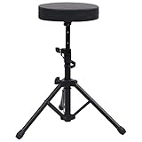 vidaXL Drumhocker Höhenverstellbar Drummersitz Schlagzeugsitz Schlagzeughocker Throne Drumsitz Schlagzeug Hocker Sitz Schwarz Rund