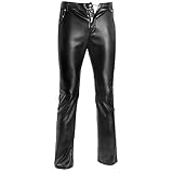 Fxwj Herren Leder Latex Lange Hosen Boxershorts Wetlook Pants Catsuit Unterwäsche S-XXL,Black,M