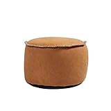 SACKit – RETROit Dunes Drum – Leder runder Indoor Hocker – Perfekt für das Wohnzimmer – Kombinieren Sie den Sitzhocker mit einem Sitzsack – Dänisches Design (Cognac)