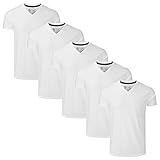 Charles Wilson 5er Packung Einfarbige T-Shirts mit V-Ausschnitt (Medium, Plain White)