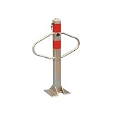 Certeo Parkplatzsperre | klappbar | Höhe 81 cm | Verzinkt | Parkplatzpfosten Absperrung Absperrpfosten Sperrpfosten Klapppfosten