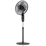 Brandson - Standventilator mit Fernbedienung und Display - Oszillation 80 Grad - 60 Watt - Ventilator Höhe verstellbar 115 - 134 cm - Kopf um 35 Grad neigbar - 3 Geschwindigkeiten - GS zertifiziert