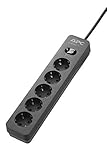 APC Surge Protector - PME5B-GR - Steckdosenleiste mit Überspannungsschutz (5-fach Stecker Schuko, schaltbar, für PC, TV u.a. - Farbe: schwarz)