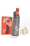 air up® Starter-Set - 1 x Trinkflasche BPA-freies Tritan 650 ml 2 x Pods Geschmack Limette & Orange-Maracuja - Für Aromatisiertes Wasser 0 Zucker 0 Kalorien – Anthrazit