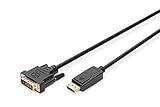 DIGITUS DisplayPort Adapterkabel - DP auf DVI(24+1) - Full-HD - 2m - Verriegelung, 60Hz - Kompatibel mit Monitor, PC