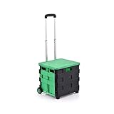 PULLEY Hebekissen 45L Hochleistungs-Einkaufswagen, Faltbarer Kastenwagen, höhenverstellbarer Kofferraum hebekissen (Color : Green)