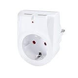 benon Steckdosen-Adapter - Weiß mit 2x USB - 2in1 Mehrfachstecker - Doppelstecker mit Überlastschutz und Kindersicherung - 2.4A USB (5V) - Multistecker max. 3680W