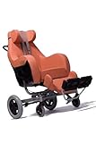 FabaCare Pflegerollstuhl mit Liegefunktion Coraille für Außenbereich, Multifunktionsrollstuhl neigbar, Orange, Sitzbreite 48 cm