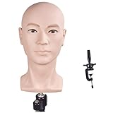 Männlicher Trainingskopf für Glatze, Mannequin-Kopf für Perückenherstellung, Brille, Hut-Display mit kostenloser Klemme