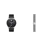 Withings Steel HR Hybrid Smartwatch - Fitnessuhr mit Herzfrequenz und Aktivitätsmessung, 36mm - Schwarz001, Schwarz Silikonarmband & Mailänder Armband, Silber