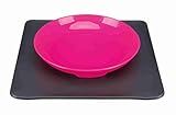 Yummynator 08233 Rutschfeste Matte Mit Futternapf | BPA Frei | Tiernapf-System: Vereint Napf und Platzmatte | Futternapf für Katze oder Hund | Futternapf mit Unterlage | Grau / Pink | Small