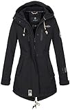 Marikoo Damen Winter Jacke Winterjacke Mantel Outdoor wasserabweisend Softshell B614 [B614-Zimt-Schwarz-Gr.M]