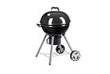 LANDMANN Holzkohle-Kugelgrill Kepler 400-inkl. 2 Kohleteiler | Mit Temperaturanzeige im Deckel | Gusseiserner emaillierter Grillrost Ø 55 cm [Schwarz]