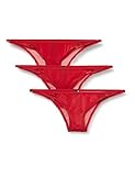 Amazon-Marke: Iris & Lilly Damen Brazilian-Slip aus Mikrofaser, 3er-Pack, Rot (Scooter), S, Label: S