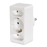 Hama 3-fach Steckdosenadapter Multistecker 2 Euro - 1 Schutzkontakt Steckdose, Mehrfachstecker Weiß