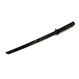 DerShogun Shoto aus Holz schwarz mit Drachenschnitzerei