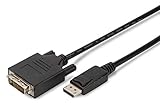 DIGITUS DisplayPort Adapterkabel - DP auf DVI(24+1) - Full-HD - 3m - Verriegelung, 60Hz - Kompatibel mit Monitor, PC