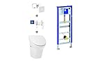 Geberit Duofix Basic Urinal Element + Urinal + Drückerplatte Samba Komplett-Set Mit Deckel