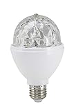 Briloner Leuchten 0528-003 LED Partylicht, Disco Lichteffekte, selbstdrehend, Farbwechsel, Leuchtmittel, LED Birne 3 W, für alle Lampen mit E27 Fassung, Kunststoff, 8 x 8 x 13 cm
